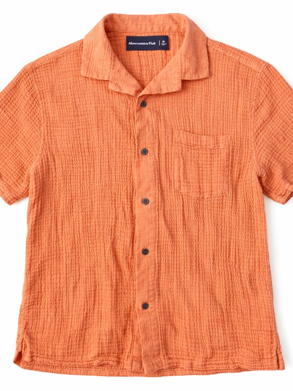 Abercrombie & Fitch Textured
Camp Collar Shirt Orange | Size M - Picture 2 of 4